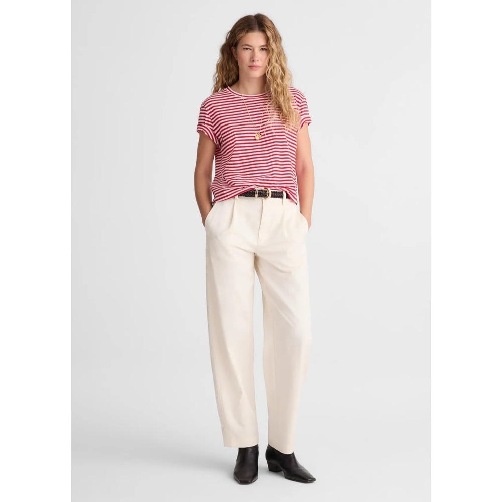 Madewell Pleated Barrel Leg Pants Drapey Twill Linen Vintage Ivory Women 0